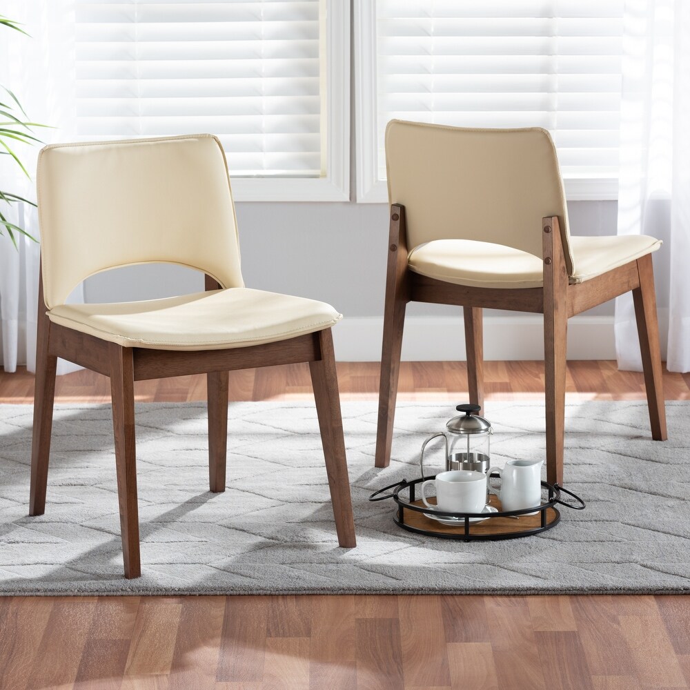 Afton Mid Century Modern 2 Piece Short Back Dining Chair Set