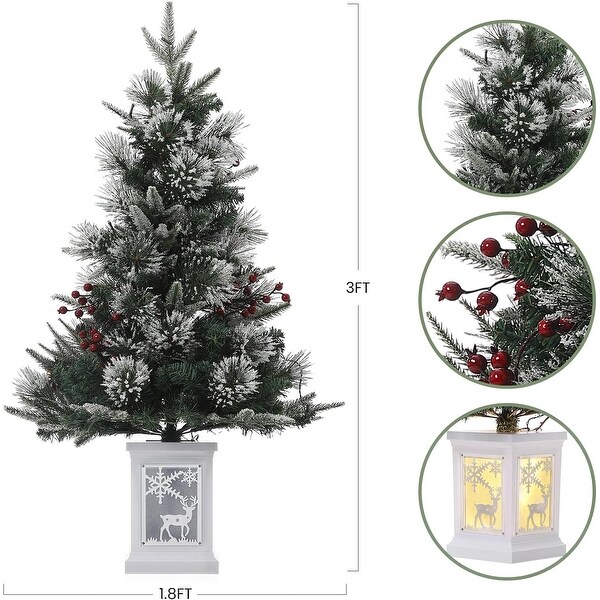 2 Pcs 3ft PreLit Mini Artificial Christmas Tree with LED Lights