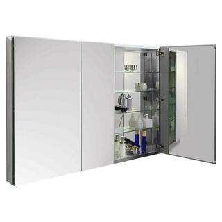 Fresca 59 in. W x 26 in. H x 5 in. D Frameless Glass Recessed or Surface-Mount 4-Shelf Bathroom Medicine Cabinet FMC8019