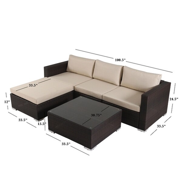 Santa Rosa Outdoor 5piece Wicker Seating Sectional Set with Cushions by Christopher Knight Home