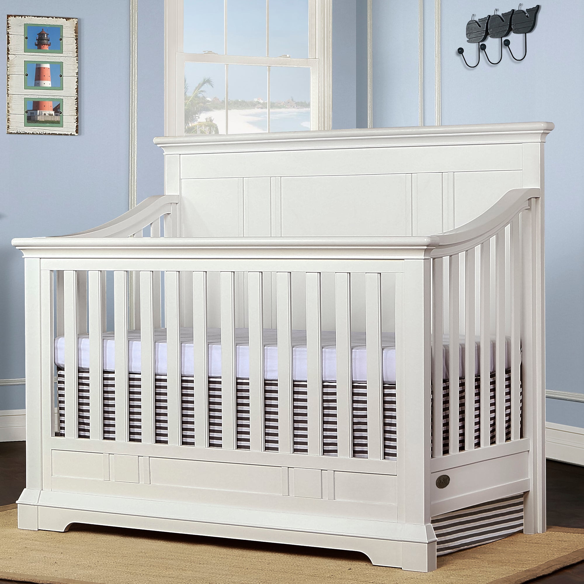 Evolur Parker 5-in-1 Convertible Crib, Winter White