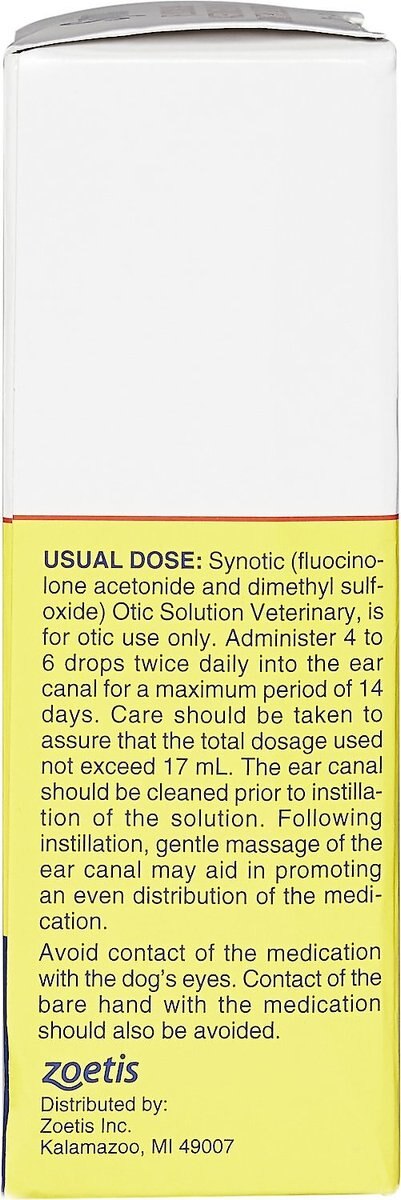 Synotic (fluocinolone acetonide 0.01% and dimethyl sulfoxide 60%) Otic Solution for Dogs