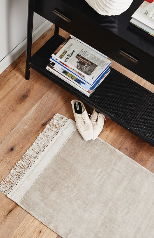 Filuca Shiny Beige Carpet with Fringes in Various Sizes