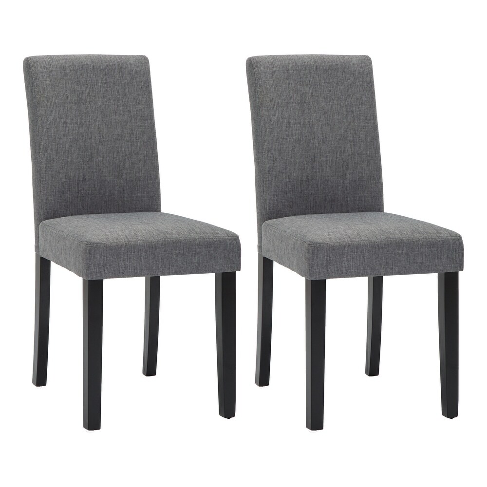 Faux Leather or Fabric Parsons Dining Chairs Set of 2 with Wood Legs