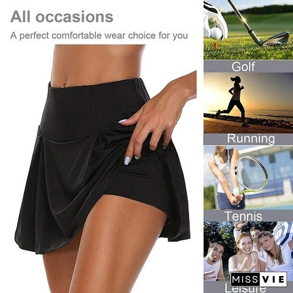 Women's Athletic Skort Running Tennis Golf Gym Sports Workout Skirt Plus Size S-5Xl