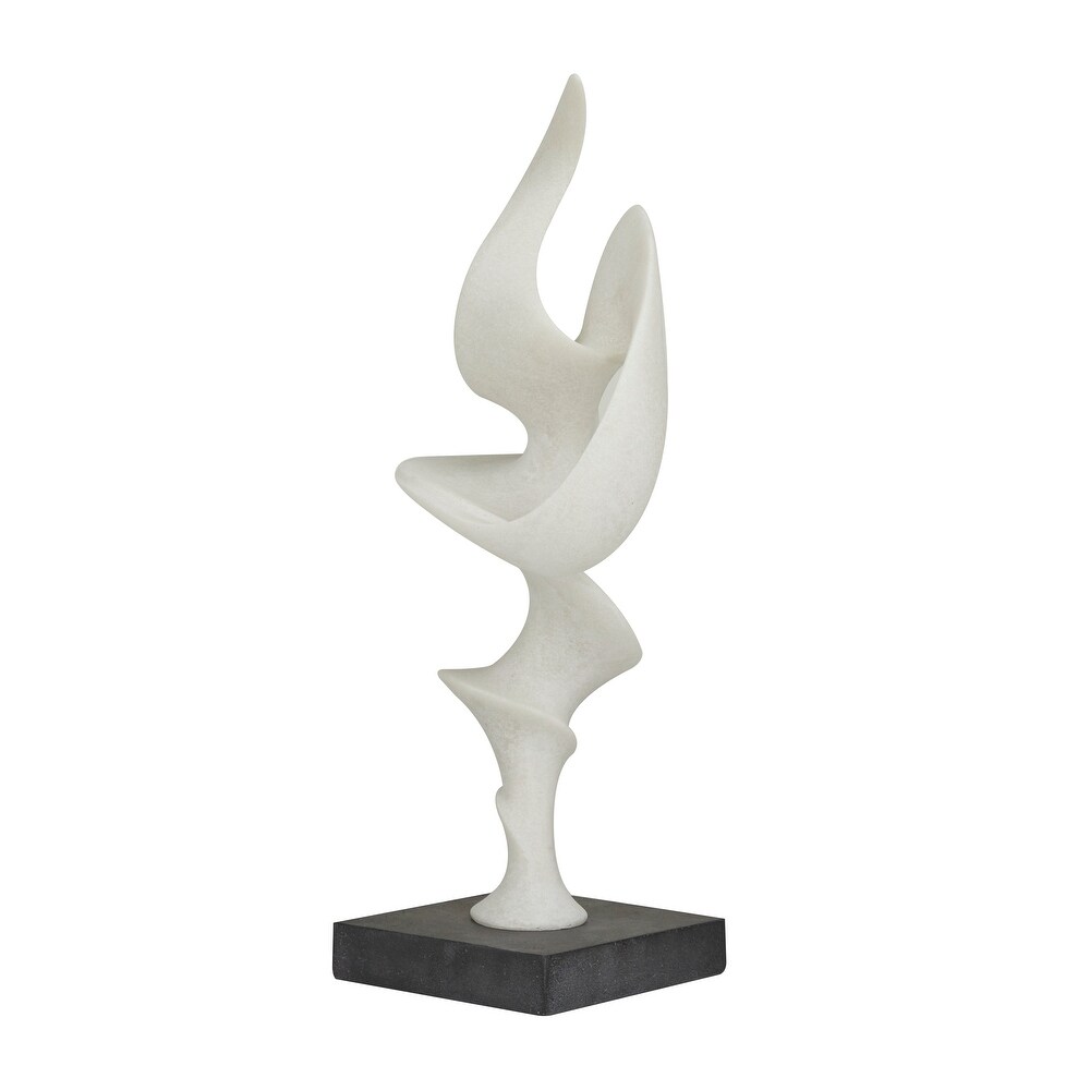 White Polystone Contemporary Abstract Sculpture