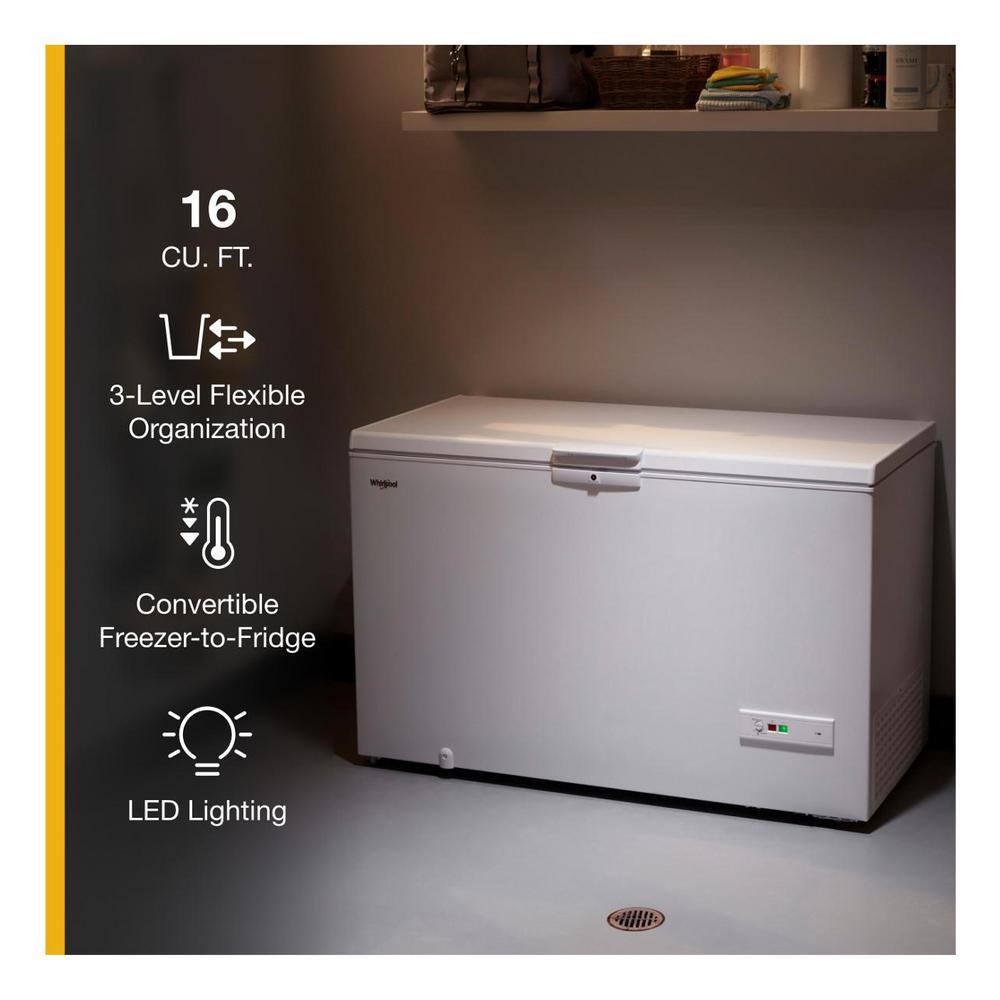 Whirlpool 16 cu. ft. Manual Defrost Residential Convertible Freezer in White WZC5216LW