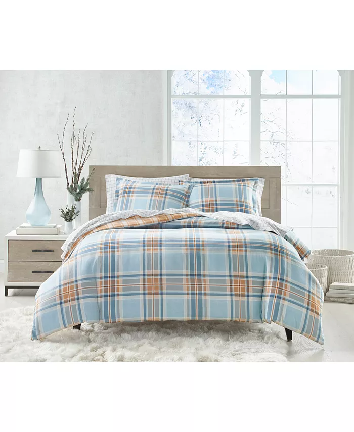 Charter Club Homespun Plaid Flannel Duvet Cover， Twin，