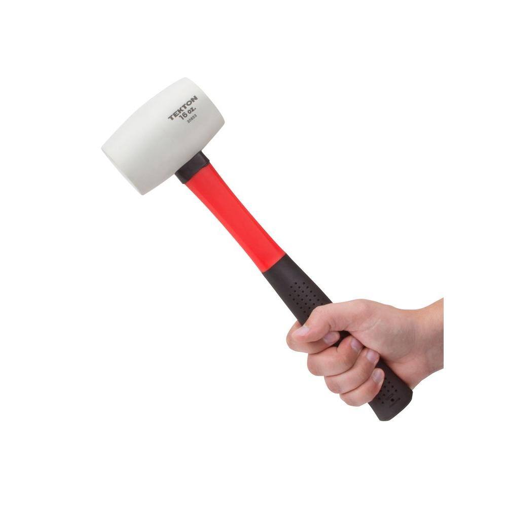 TEKTON 16 oz. Fiberglass Handle White Rubber Mallet 30653