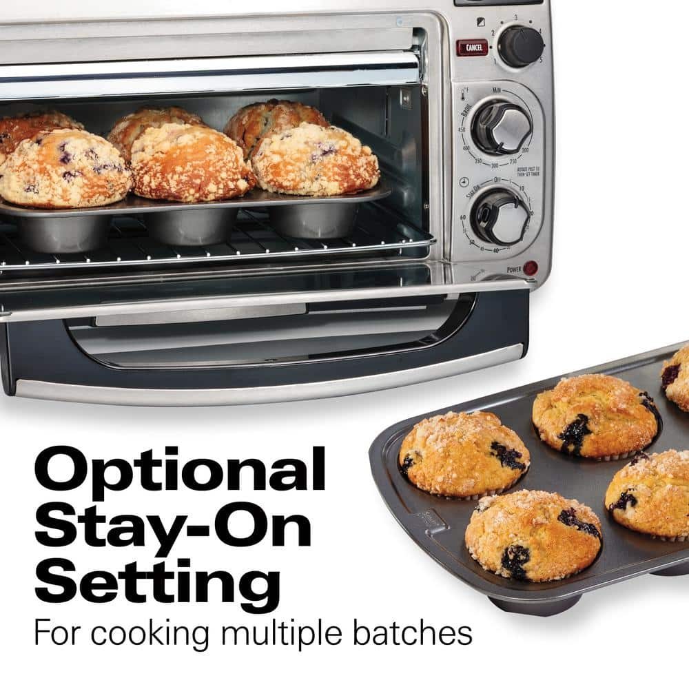 Hamilton Beach 2 in 1 1450 W 4-Slice Silver Toaster Oven with 2-Slice Toaster Slots 31156