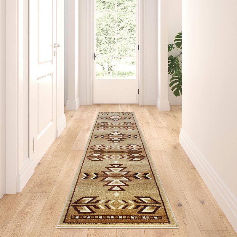 Masada Rugs Masada Rugs Southwest 2'x7' Native American Area Rug Runner in Beige