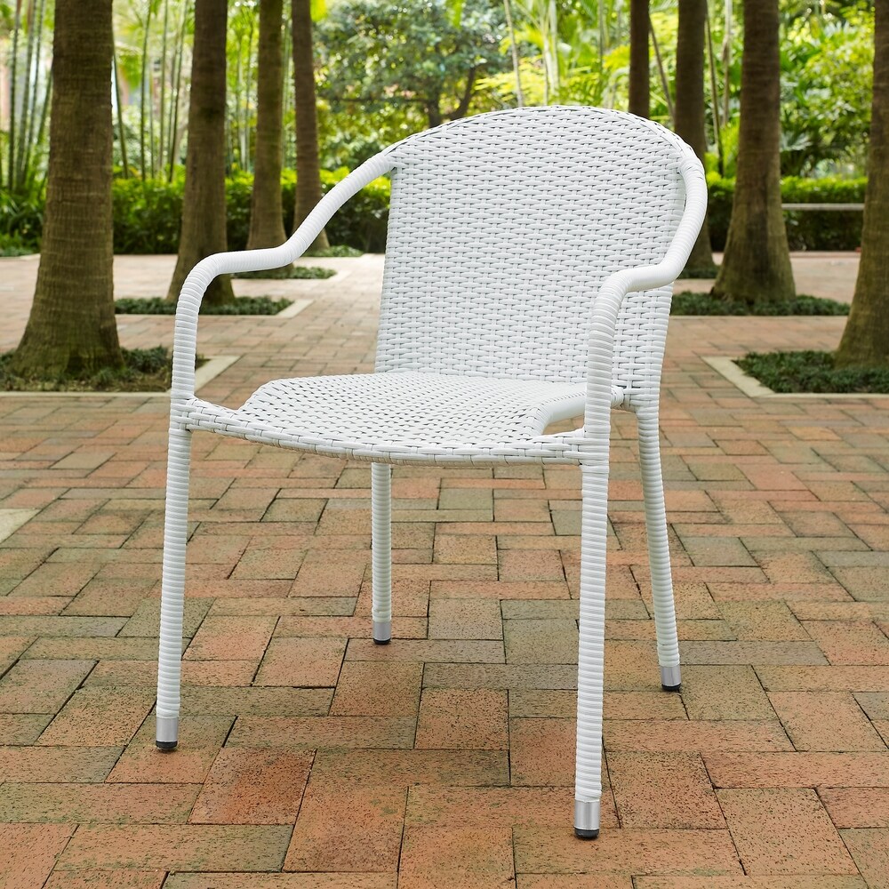 Palm Harbor Outdoor Wicker Stackable Chairs   Set of 4 White