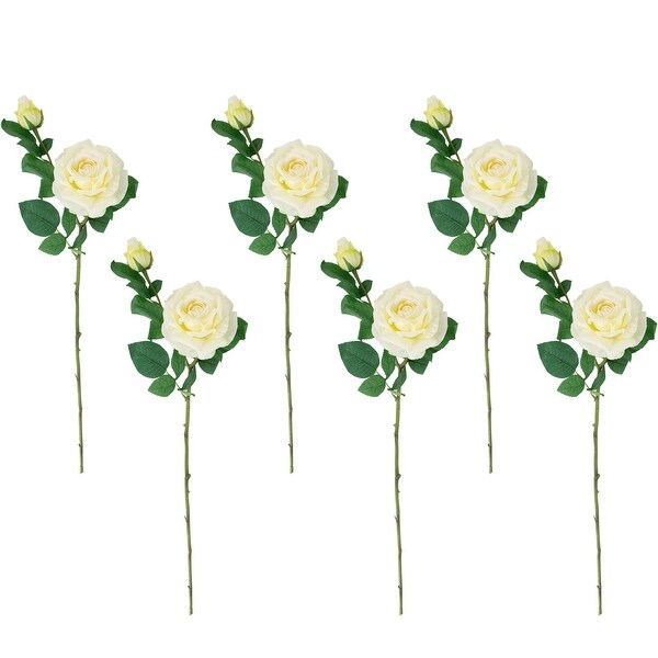 real touch™ white artificial rose stems set of 6 26