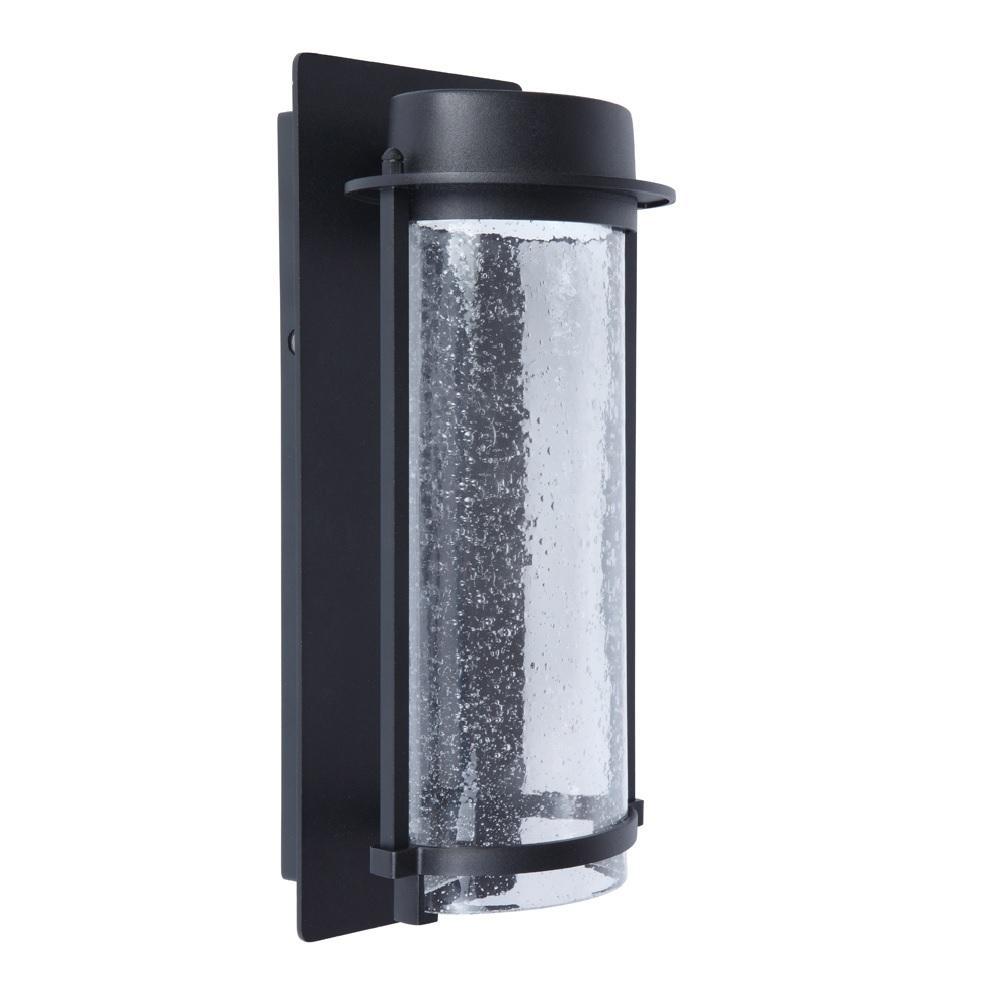 Lutec 5185901012 Aquarius LED Black & Clear Seeded Glass Outdoor Rectangular Flush Wall Light