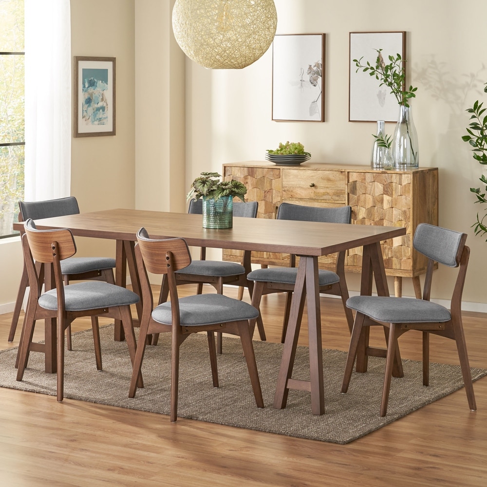 Chazz Mid Century Modern 7 Piece Dining Set with A Frame Table by Christopher Knight Home