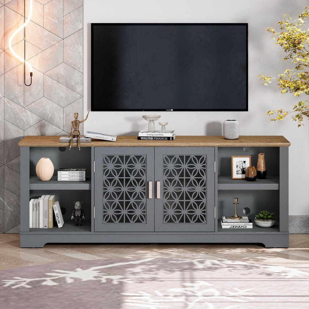 FESTIVO 70 in. Gray Tv Stand for Tvs up to 75 in. FTS21912