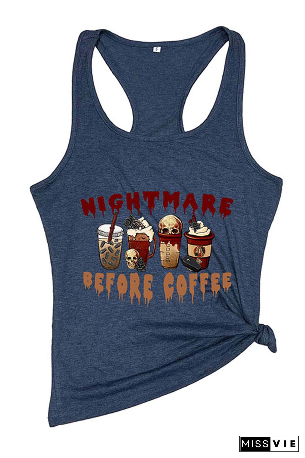 Nightmare Before Coffee Halloween Vibes O-neck Sleeveless Tank Top Wholesale