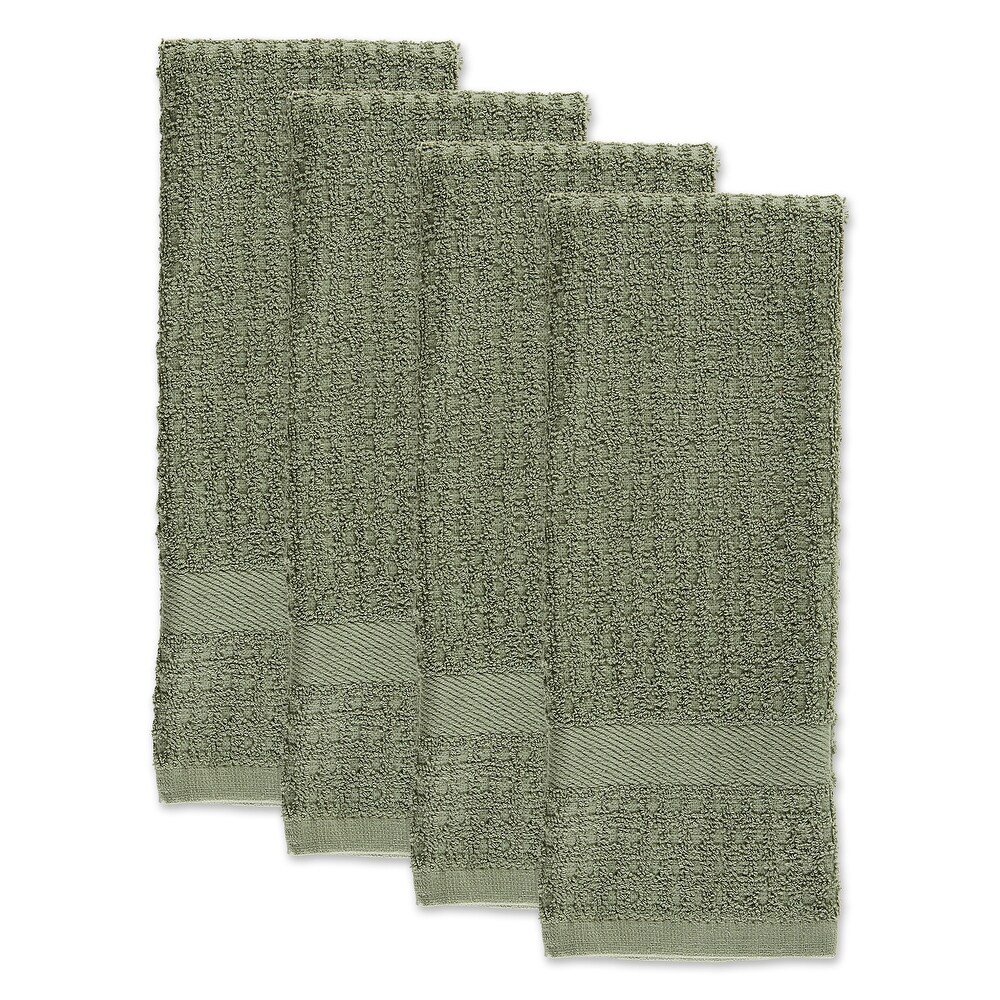 DII Solid Terry Waffle Dishtowel Set of 4