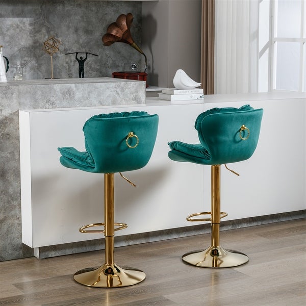 Swivel Velvet Counter Height Adjustable Dining Barstools(Set of 2)