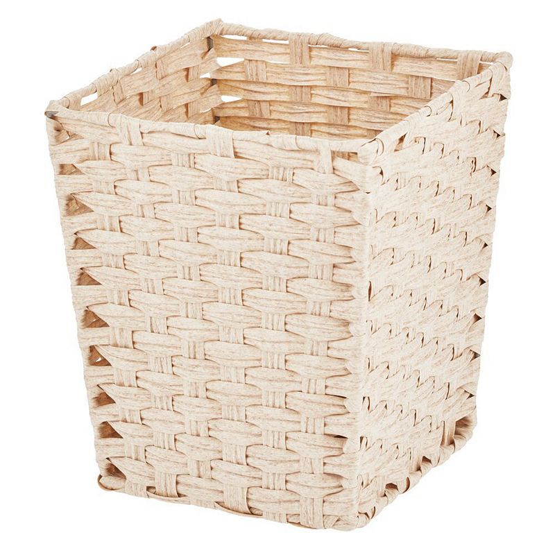 mDesign Woven Square Trash Can Wastebasket， Garbage Container Bin