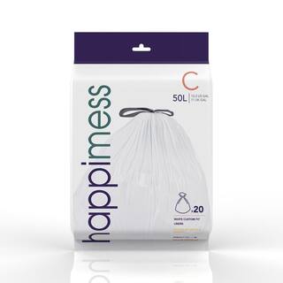 happimess 13.2 Gal. Drawstring Trash Can Liner White (60-Count 3-Packs of 20 Liners) HPM3000C-WHITE