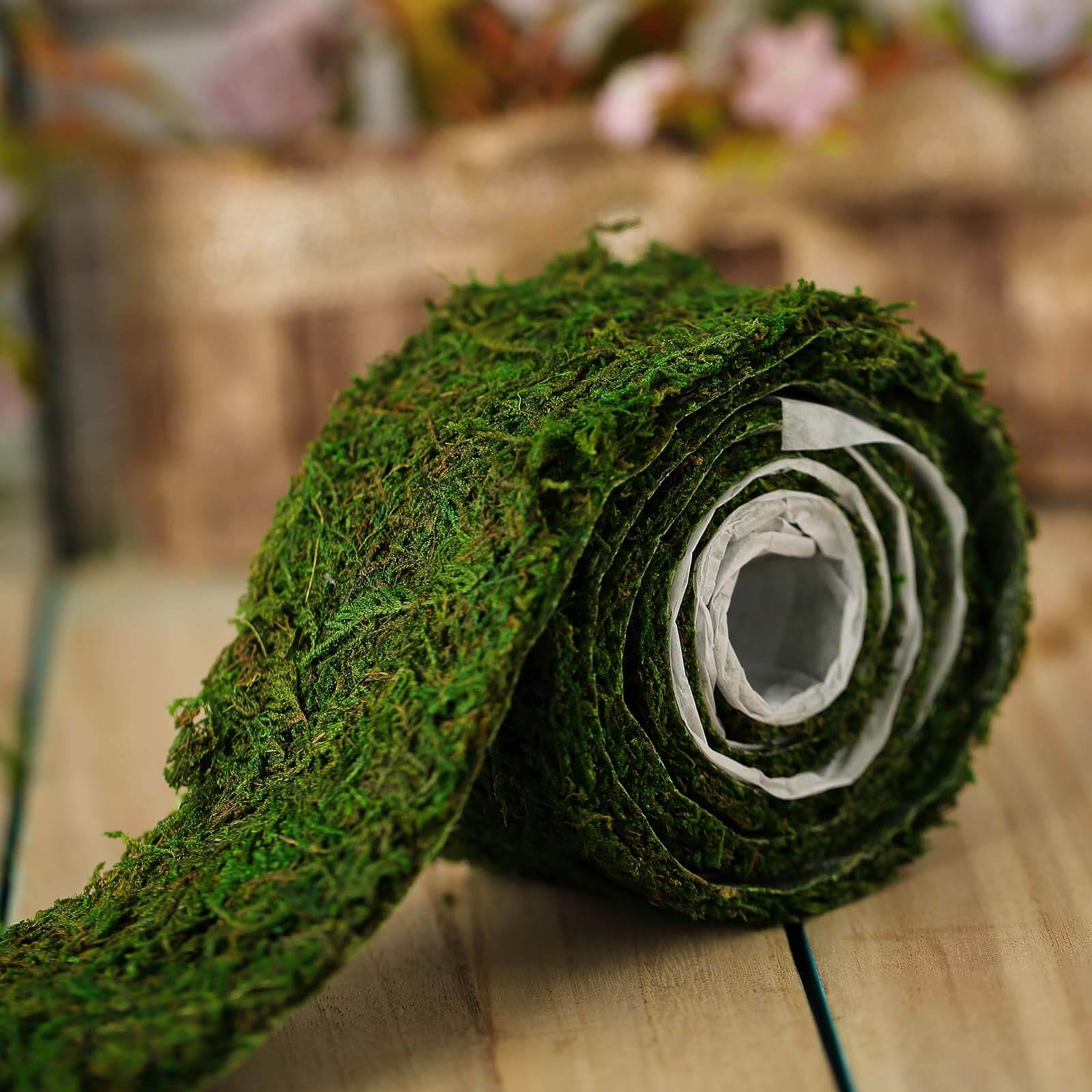 Green Preserved Moss Ribbon Roll, DIY Craft Ribbon 4ft 2