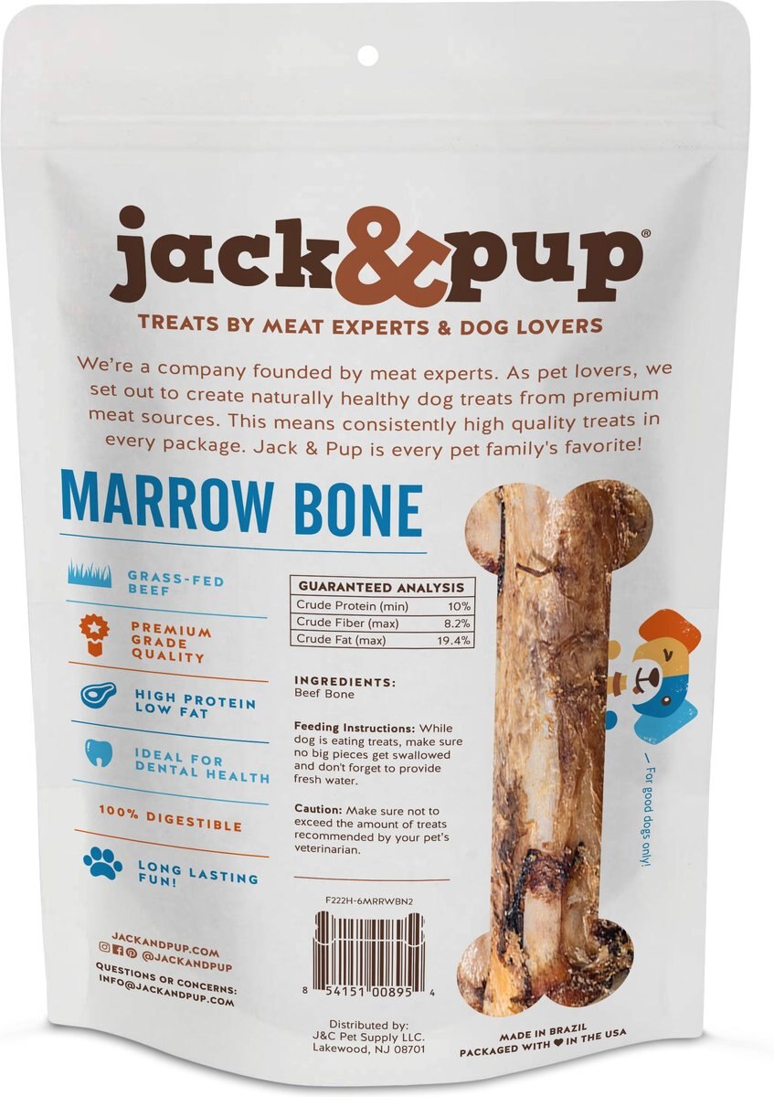 Jack and Pup Roasted Beef Marrow 6-in Bone Dog Treats