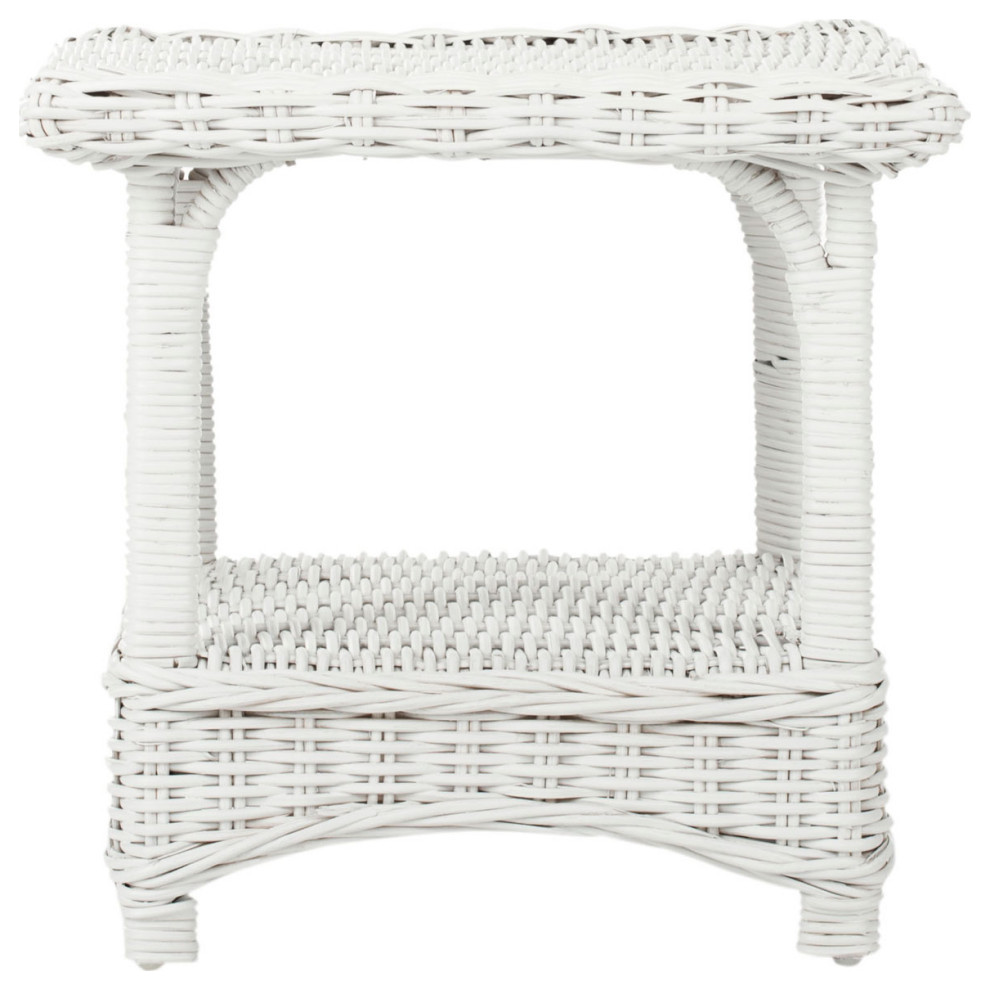 Owen Rattan Side Table White   Tropical   Side Tables And End Tables   by AED Luxury Home Decor  Houzz