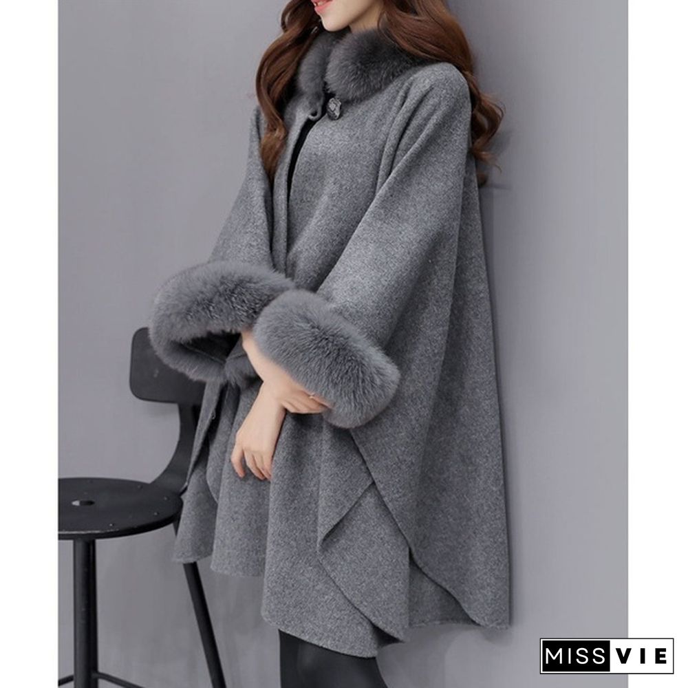 Winter Womens Parka Casual Coat Women Fur Coats Woman Clothes Cloak Shawl Jacket