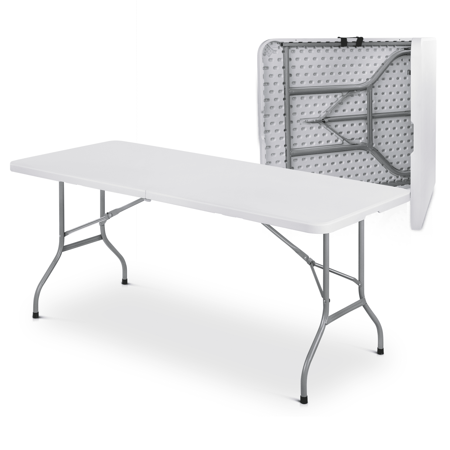 MoNiBloom Portable Folding Utility Table, 6Ft Plastic Indoor Outdoor Desk for Camping Picnic Garden, White