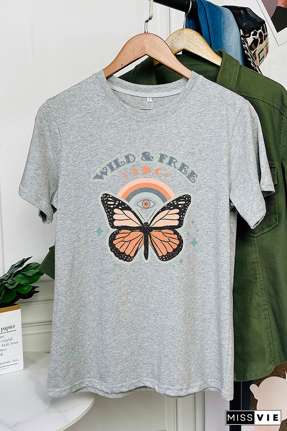 Wild and Free,Butterfly Graphic Tee Wholesale