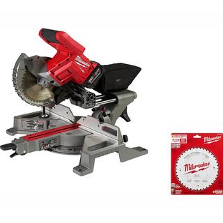 MW M18 FUEL 18V Lithium-Ion Brushless Cordless 7-14 in. Dual Bevel Sliding Compound Miter Saw Kit with Extra Blade 2733-21- 48-40-0726