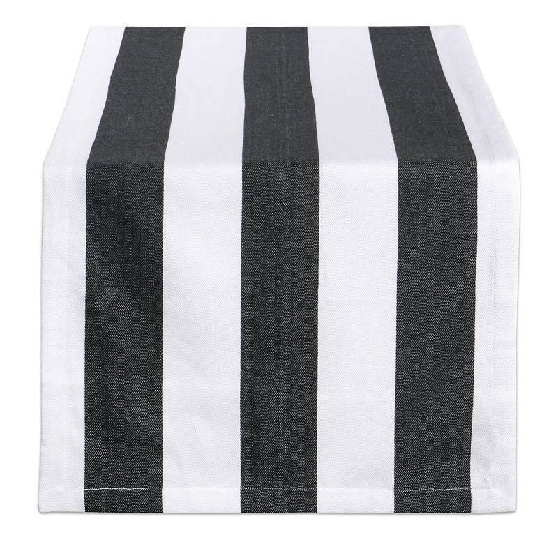 18 x 108” Black and White Dobby Striped Pattern Rectangular Table Runner