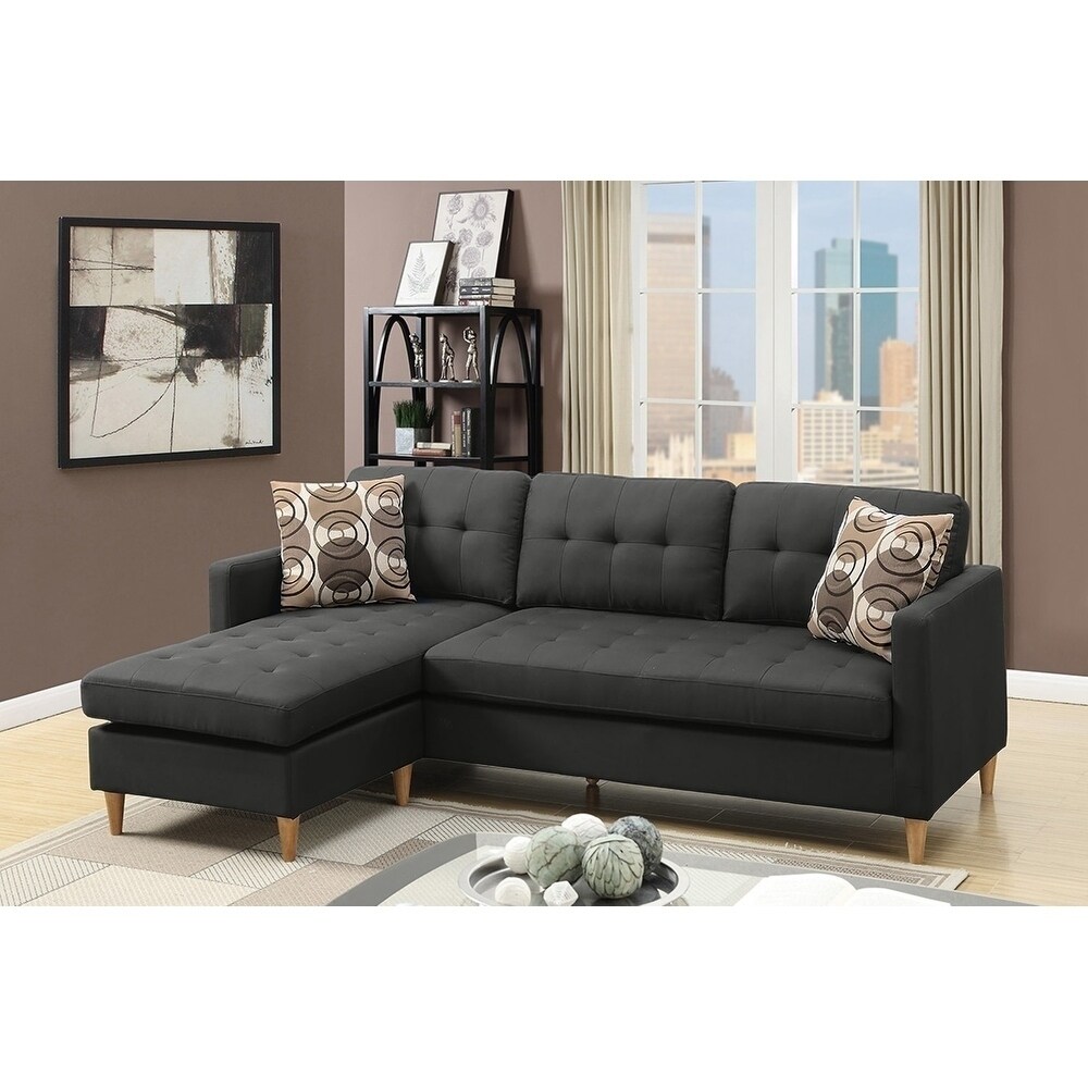 Reversible Sectional Sofa Set with 2 Accent Pillows