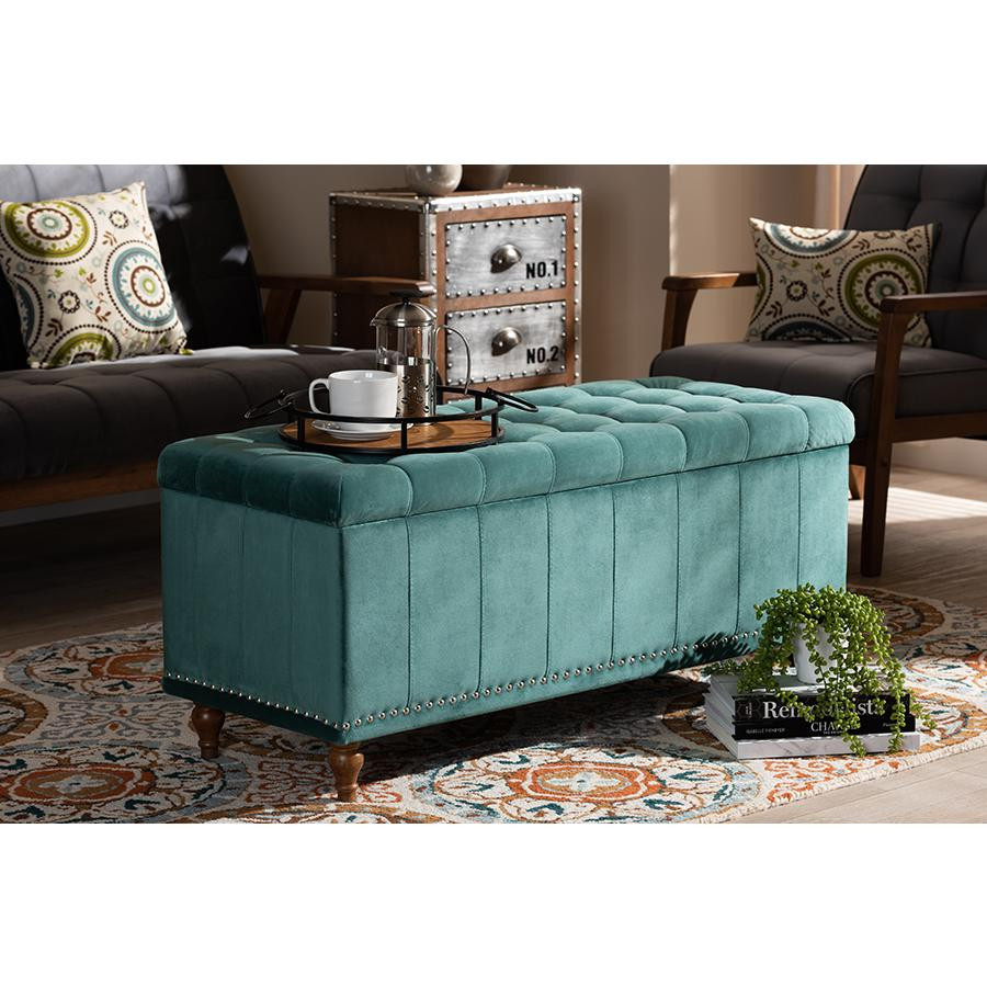 Baxton Studio Kaylee Modern and Contemporary Teal Blue Velvet Fabric...   Eclectic   Footstools And Ottomans   by Fratantoni Lifestyles  Houzz