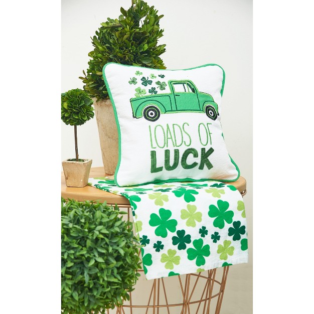 C amp f Home Loads Of Luck Embroidered 10 X 10 Inch Throw Pillow St Patrick x27 s Day Decorative Accent Covers For Couch And Bed