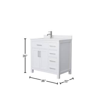 Wyndham Collection Beckett 36 in. W x 22 in. D x 35 in. H Single Sink Bathroom Vanity in White with White Cultured Marble Top WCG242436SWHWCUNSMXX