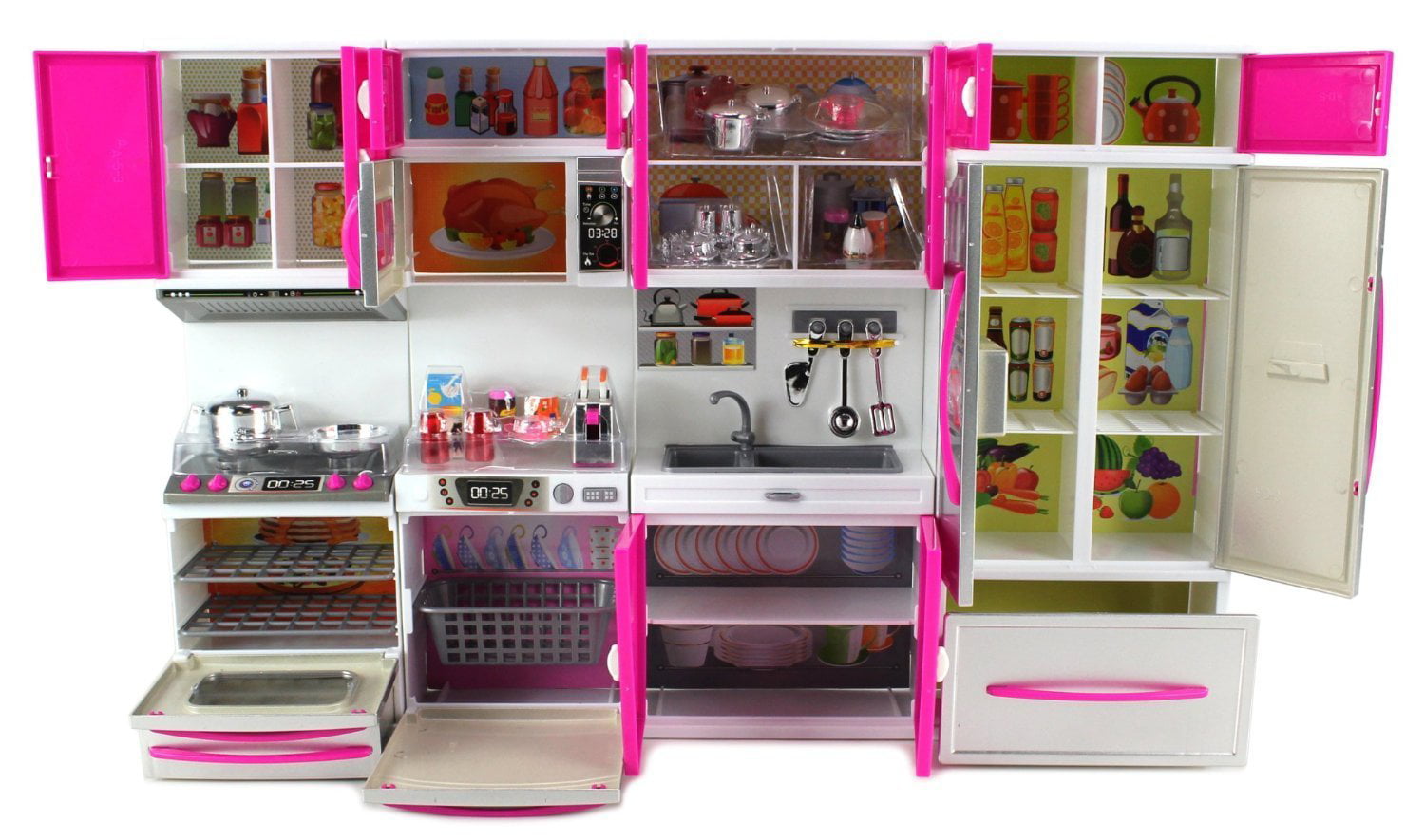 My Modern Kitchen Full Deluxe Kit Operated Kitchen Playset : Refrigerator, Stove, Sink, Microwave Toy