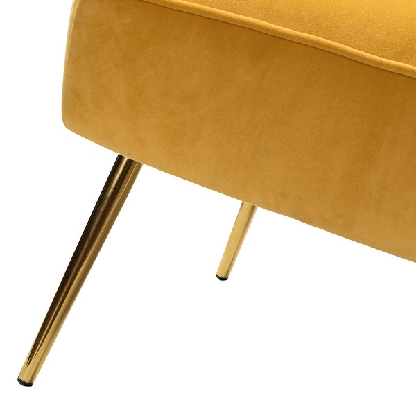 Monica Upholstered Modern Tufted Side Chair with Gold Legs Set of 2 by HULALA HOME