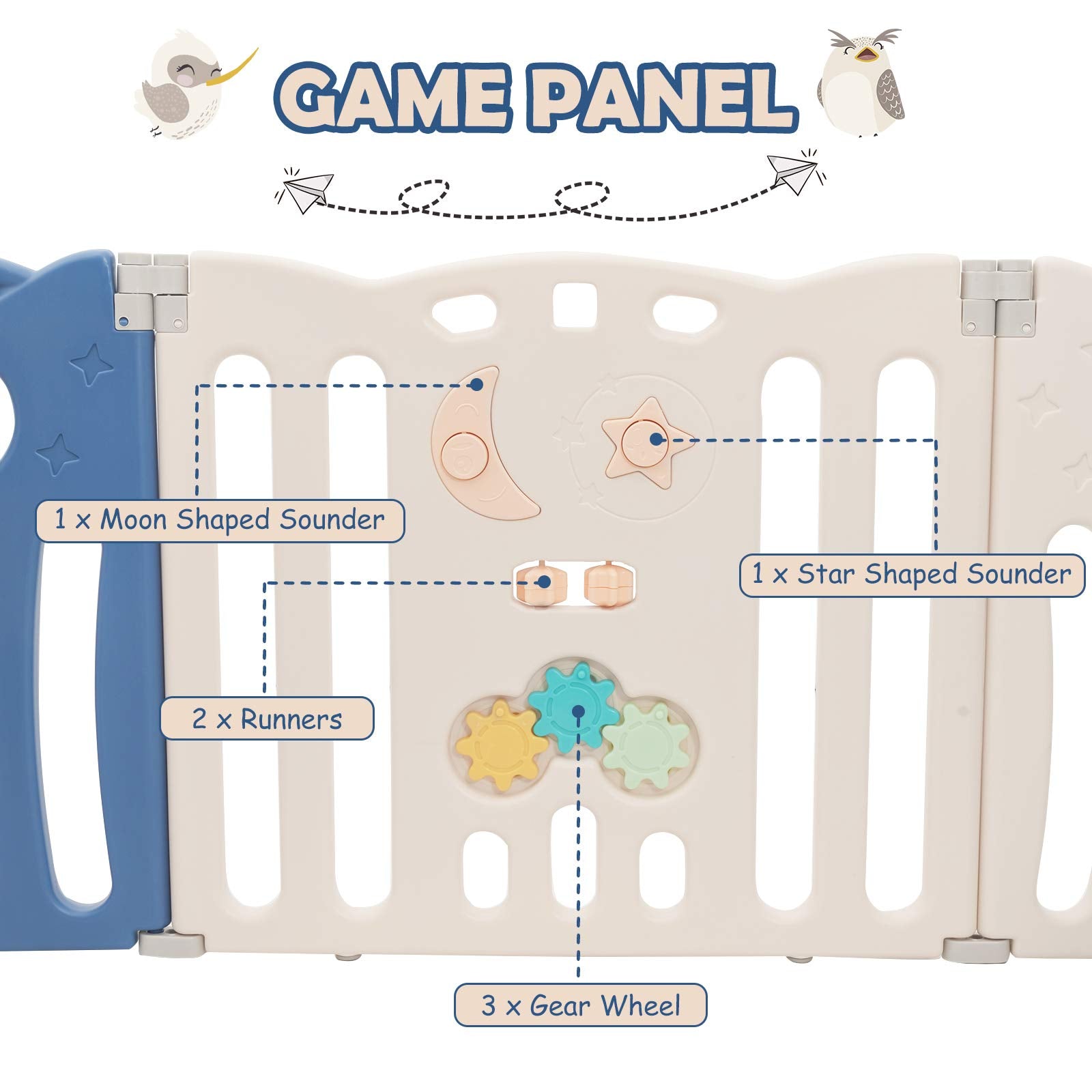 Costzon Foldable Baby Playpen, 14-Panel Baby Fence with Lock Door