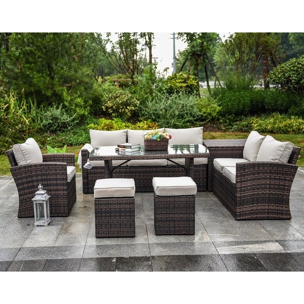 11-piece Patio Conversation Sofa Set and Daybed Set - Overstock - 35454732