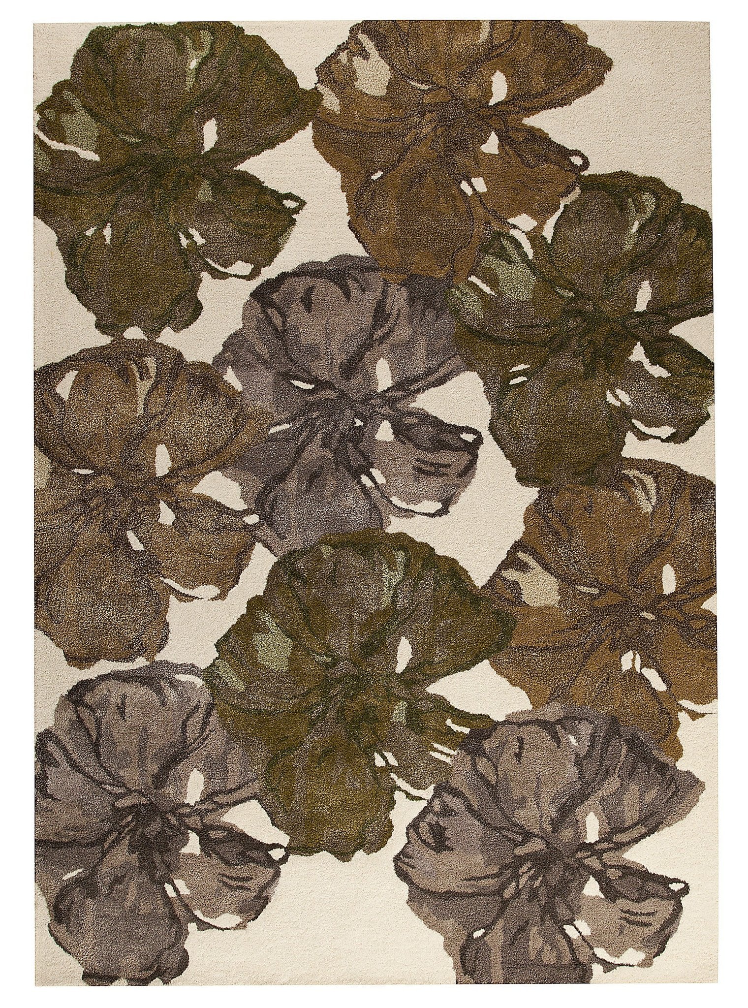 Dublin Floral Collection Wool and Viscose Area Rug in Fall