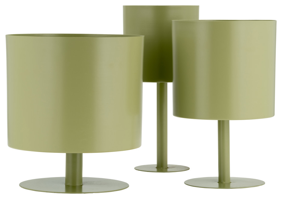 Ec Metal  8 quot  Flat Round Base Planter  Tendril   Contemporary   Outdoor Pots And Planters   by Sagebrook Home  Houzz