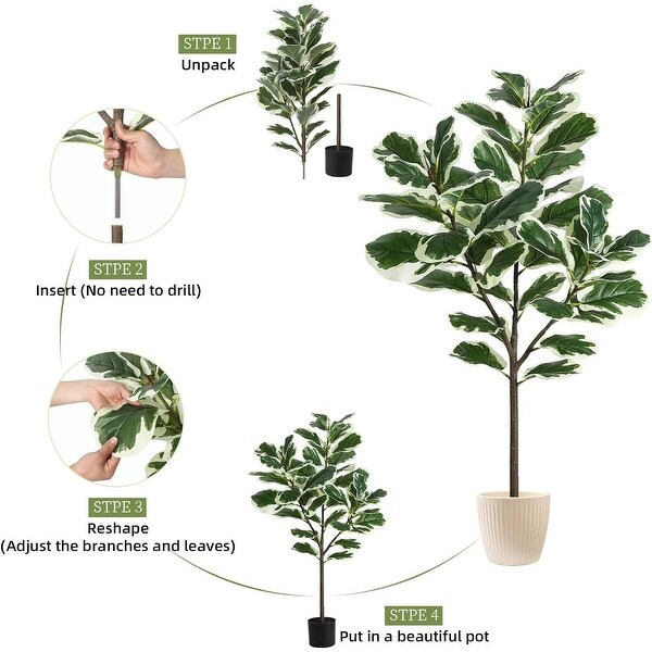 Faux Fiddle Leaf Fig Tree，4.3 Ft