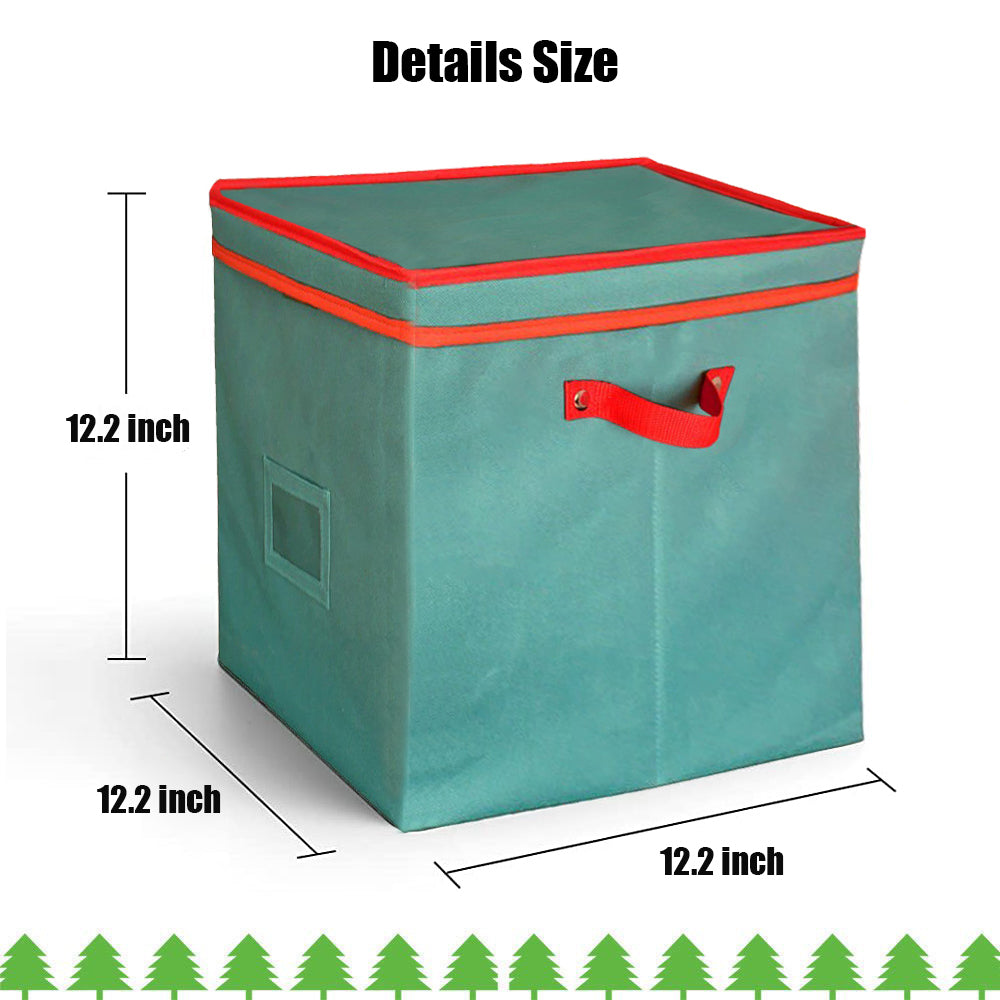 Christmas Ornament Organizer Storage Box with Lid, iClover Holiday Ornament Storage Container with Dividers - Holds up To 64 Round Cube Ornaments Xmas Ball- 12