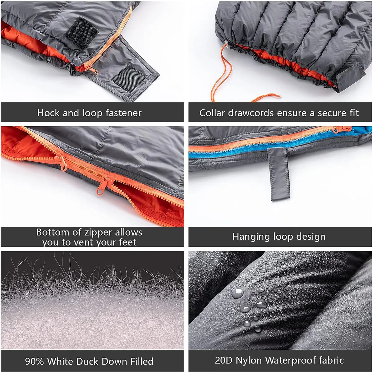 duck down outdoor Ultra light compact adult backpack waterproof envelope down sleeping bag for hiking and camping