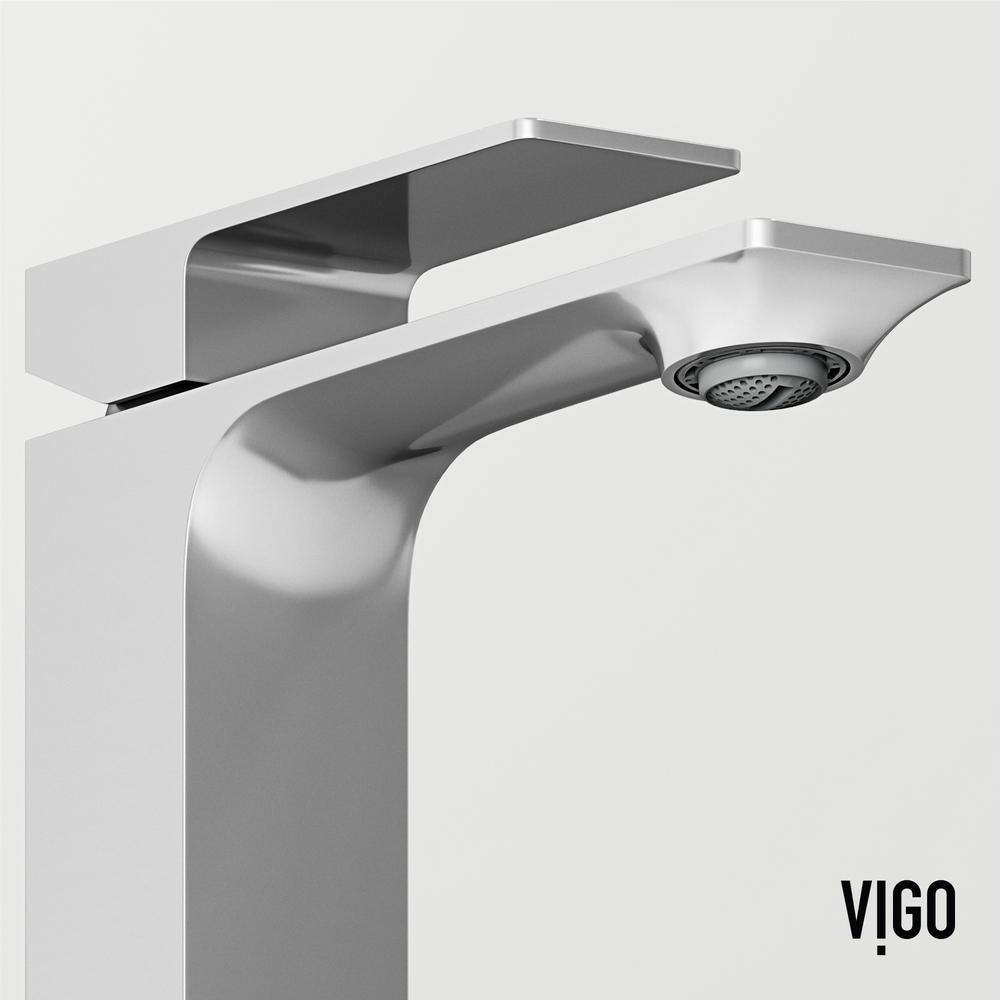 VIGO Dunn Single-Handle Single Hole Bathroom Faucet with Deck Plate in Chrome VG01054CHK1