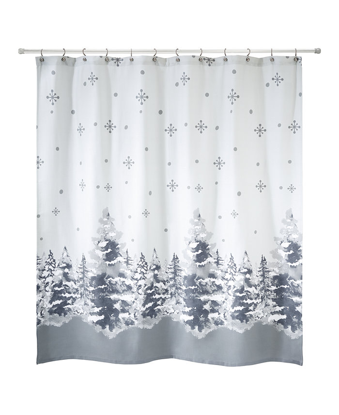 Avanti Silver Trees Holiday Printed Shower Curtain 72 x 72