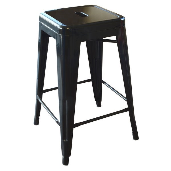 Loft Black 24 Inch Metal Counter Stool - 4 Piece