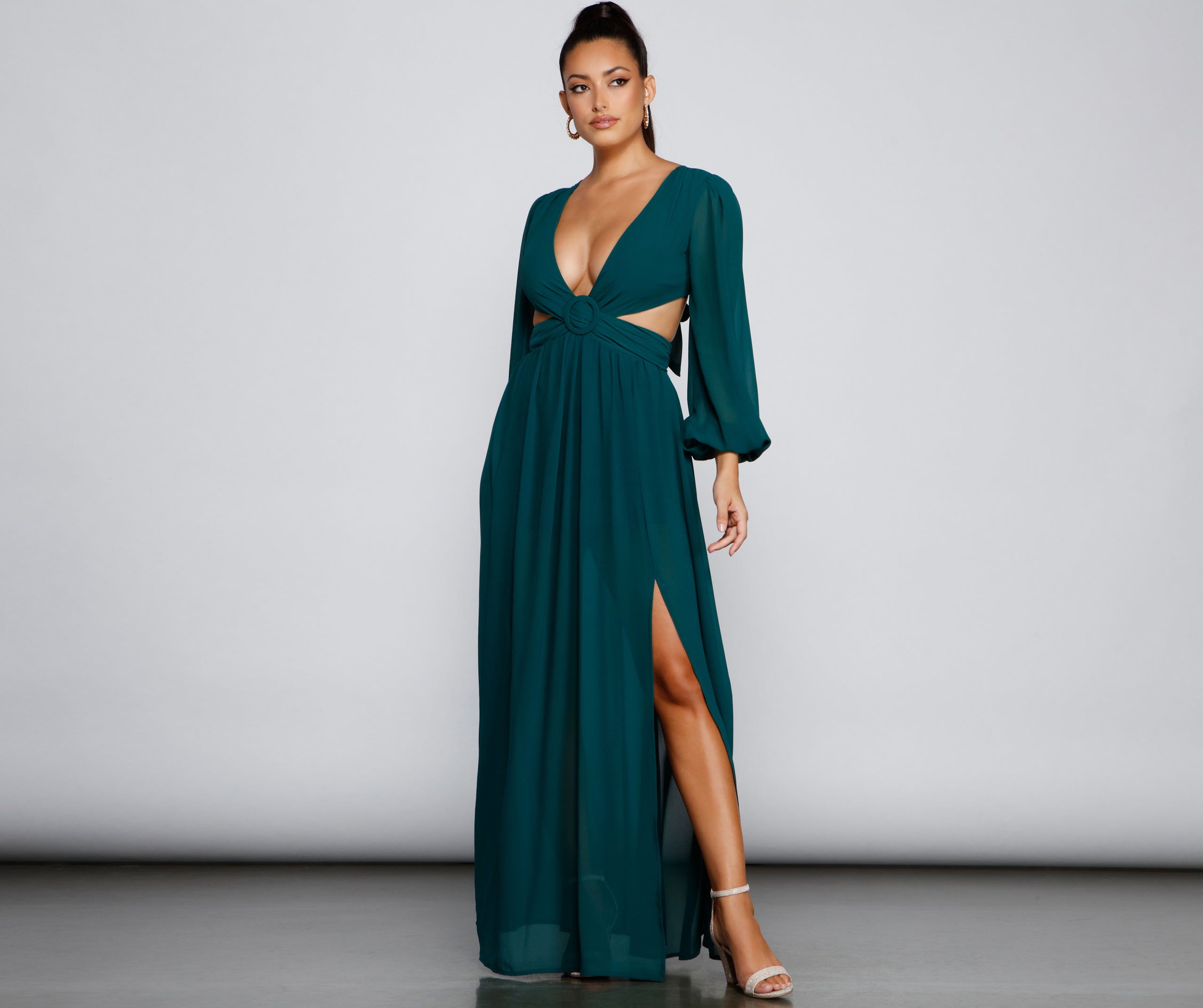 New Heights Chiffon Cutout Maxi Dress